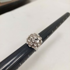Vintage Silver Tone Rhinestone Dome Cluster Estate Cocktail Ring, Size 9