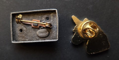 Lot of 2 UNICORN Pins Brooch Pinback Buttons Vintage Torino Pewter & Enamel