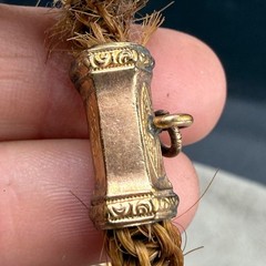 Vintage Victorian Mourning Bracelet Human Hair Intricate Gold Tone 8.5”