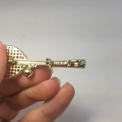 Vintage GERRY’S Tennis Racquet & Ball Brooch / Pin Goldtone