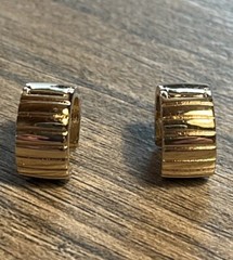 Vintage Hinged Clip On Gold Tone Metal Hoop Earrings