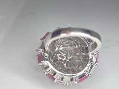 925 Sterling Silver Pink Tapered Baguette CZ Dome Cocktail Ring Size 6 13g