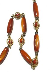 Red Agate Necklace Gold Tone 41cm Elegant Vintage Style Beautiful Conditi