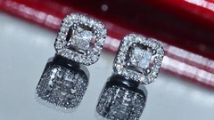 10k w/gold earrings 0.25ct natural diamond invisible set screwback 1.60gr N3650