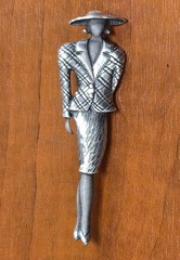 Vintage 925 Sterling Silver Art Deco Glam Fashion Lady Woman Pin / Brooch