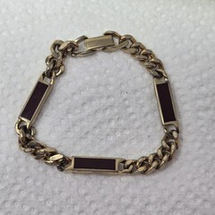 Vintage Avon Men’s Bracelet 1978 Trazarra Gold Tone Burgundy Dark Red Enamel