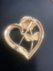 RDC Heart & Rose Goldtone Brooch