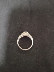 Vintage Mine Cut Diamond Ring 14K White Gold Art Deco Period