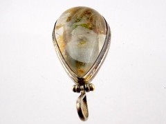Vintage Artisan Made Sterling Silver Rutilated Quartz Cabochon Pendant 925 16.6g