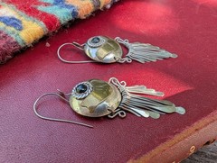 Vintage Mixed Metal Onyx Earrings