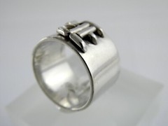 Vintage Sterling Silver Handmade H Initial Wide Band Ring 9.2g Size 6.25 Holly