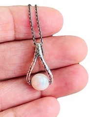 Vintage Designer G&H Sterling Silver Freshwater Pearl Pendant Necklace