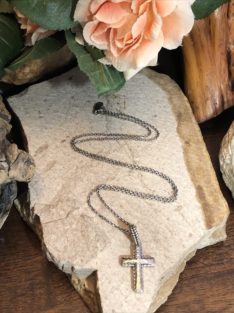 30. John Hardy jai 925 Ster Grace Faith Hammered cross Enhancer pendant 35-17mm