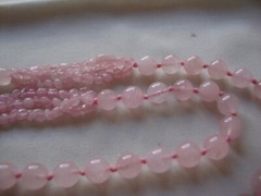 VINTAGE BEAD MEDLEY 3 LAYER IRREGULAR 8mm ROSE QUARTZ 30″ ENDLESS BEAD NECKLACE