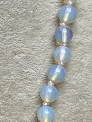 Vintage Knotted Opalite Bead Necklace 16”