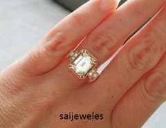 3CT Emerald Cut Diamond Lab-Created Vintage Engagement Ring 14K Rose Gold FN