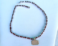 Red Rhinestone Rhodium Choker Necklace & Bracelet Set BEL-COR c1950s NOS Unused