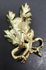 Enamel Pine Cone Fir Branch Bow Holiday Christmas Pin Brooch Gerrys Goldtone 2″
