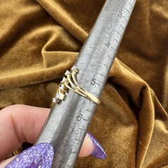Vintage 1990s Diamond 14k Yellow Gold Open Split Ring Size 5.5