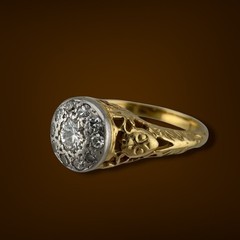 Vintage Art Deco 18K Gold Platinum Top Diamond Halo Ring 0.33 CTW Size 5.5