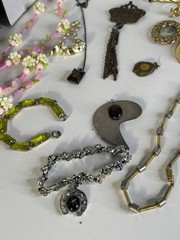 ANTIQUE ESTATE VICTORIAN JEWELRY LOT SOME WEARABLE 925 Czech GLASS Good To Fair