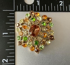 Gold Tone Brooch Lot Floral Rhinestones Filigree Flower 1 Liz Claiborne