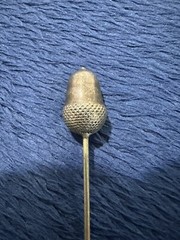 Vtg Sterling Silver 925 Acorn Straight Stick Pin, 3.5 in