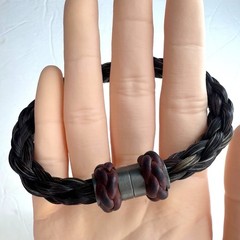 Authentic Hermes Circular Braided Leather Horsehair Bracelet Brown Vintage