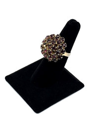 Vintage Purple Rhinestones Round Domed GoldTone Adjustable Ring Size 6.5