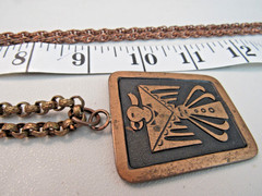 LOT OF 2 VINTAGE COPPER THUNDERBIRD PENDANT NECKLACES BELL & SOLID COPPER