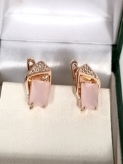 Vintage 1990-s 14 Ct Rolled Gold Pink Topaz Zircons Earrings-Hallmarked 585 RG