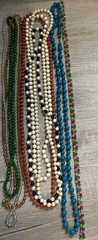 9 VTG Long Costume Jewelry Beaded Necklaces- Various Styles, Colors & Lengths