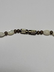 Vintage Green And White Beaded Necklace Natural Gemstones Brass Wire & Beads