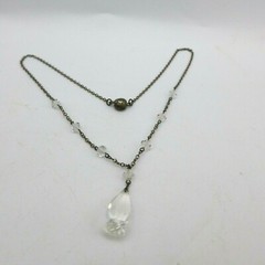 Vintage Crystal Necklace Snap Closure 15″ Silver Plated Estate