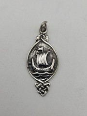 925 Vintage Sterling Silver Viking Ship Charm Or Pendant