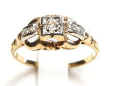 Antique 1920’s Diamond Faith Engagement 14K Two Tone Ring Size 6 UK-L1/2 Deco