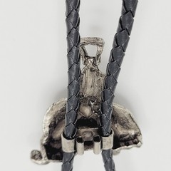 Horse Saddle Southwestern Western Cowboy Silver Tone Vintage Bolo Tie Necklace