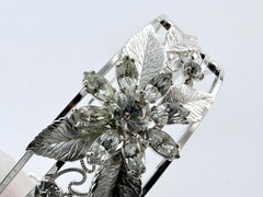 Vintage Krementz Silver Tone Metal Floral Design Openwork Cuff Bracelet 6.75 In
