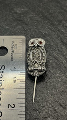 Vintage 925 Sterling Silver Garnet and Marcasite Owl Pin/Brooch