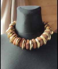 Vintage Edouard Rambaud Gold Coloured And Resin Choker Necklace