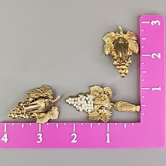 Vintage Artisan Pendant Clip Earrings Set Seed Pearl Grapes AB Repurposed