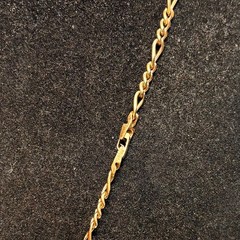 NECKLACE BRACELET SET goldtone metal figaro chain fold over clasp vintage