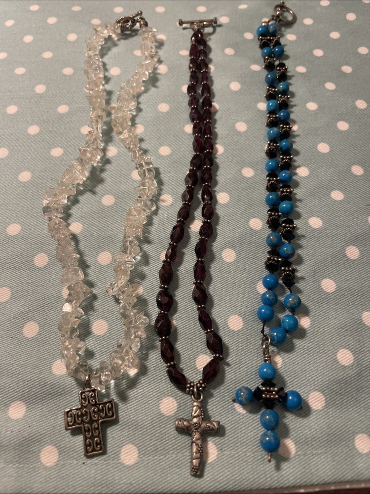 Lot of 3 Cross Necklaces From Early 2000s/Late 1990s