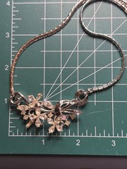 Vintage Trifari Alfred Phillipe Silver Tone Rhinestone Necklace Choker Flowers