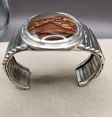 Vintage Navajo Picture Jasper Sterling Silver Cuff Bracelet Small 6″ No Markings
