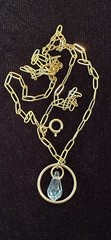 Vintage 1/20 14K Gold Filled Paperclip Chain Necklace with Crystal Drop Dainty