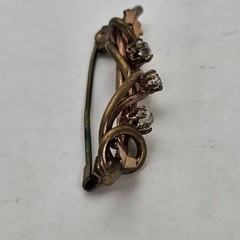 Vintage Clear Rhinestone Bar Brooch Gold Tone C Clasp Open Back Art Deco Style