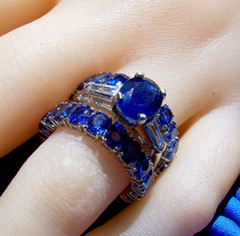 Original EARTH MINED SAPPHIRE Deco Band SOLID 14K GOLD Eternity Anniversary Ring