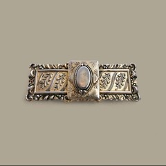 Vintage Art Nouveau Style Brooch Pin Lockett Gold Colored Art Deco