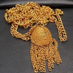 Vintage Double Chain Necklace Whit Tassel Pendant Gold Tone. 17.367